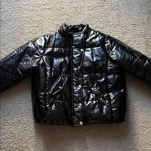 Fashion Nova Glossy Black Puffer Jacket